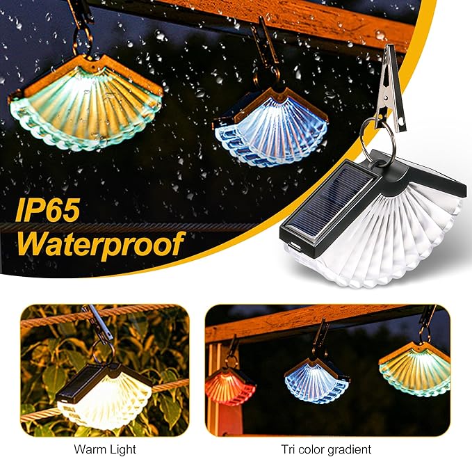 2 pcs Solar Fan-Shaped Clip Hanging Light Outdoor Courtyard Landscape Decoration Hanging Light Atmosphere Night Light Suitable for Outdoor Staircase Step Garden Courtyard Terrace Railing Decoration