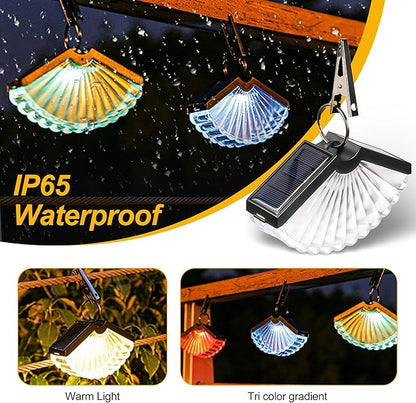 2 pcs Solar Fan-Shaped Clip Hanging Light Outdoor Courtyard Landscape Decoration Hanging Light Atmosphere Night Light Suitable for Outdoor Staircase Step Garden Courtyard Terrace Railing Decoration