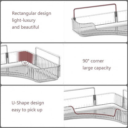 Corner Bathroom Counter Organizer Bathroom Countertop Shelf Makeup Organizer for Vanity Perfume Corner Storage (3 Tiers, Grey)
