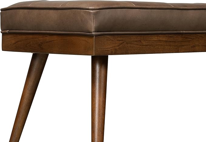POLY & BARK Napa Luca Leather Bench Accent Chairs in Cocoa Brown