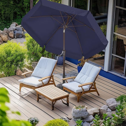 ABCCANOPY 7.5ft Scalloped Patio Umbrella, Outdoor Table Umbrella with Tilt and Crank, Fiberglass Ribs Deck Umbrella for Patio, Pool, Garden, Picnic (Navy Blue)