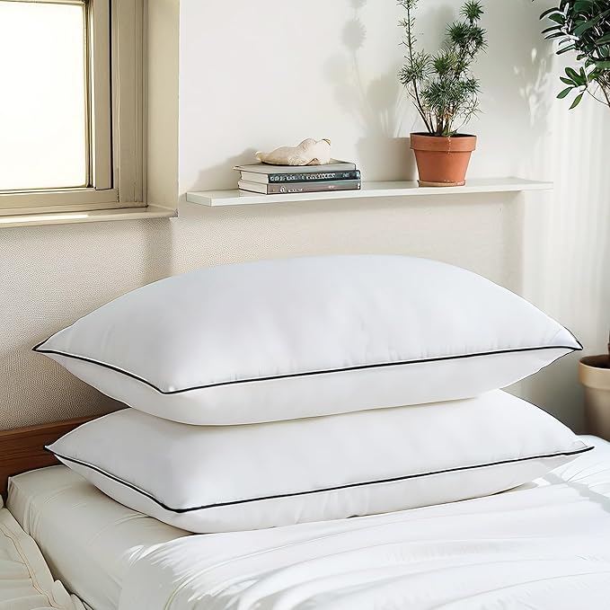 Acanva Bed Pillows Standard Size Set of 2, Fluffy 3D Down Like Filled, Machine Washable, Soft and Supportive for Side, Back or Stomach Sleepers, White 2 Count