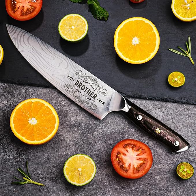 Gifts for Men Brother Christmas, Kitchen Cooking Knife Brother Gifts for Birthday, 8 inch Professional German High Carbon Stainless Steel Chef Knife, Brother Gifts Xmas Stocking Stuffers