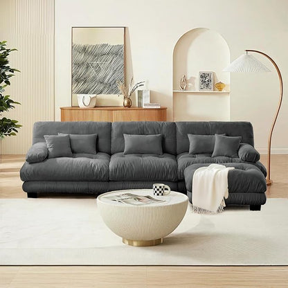 SoarFlash Sectional Sofas Couches for Living Room, L Shaped Couch Sofa Set, Small Couches for Small Spaces, Apartment with Movable Ottoman, Grey