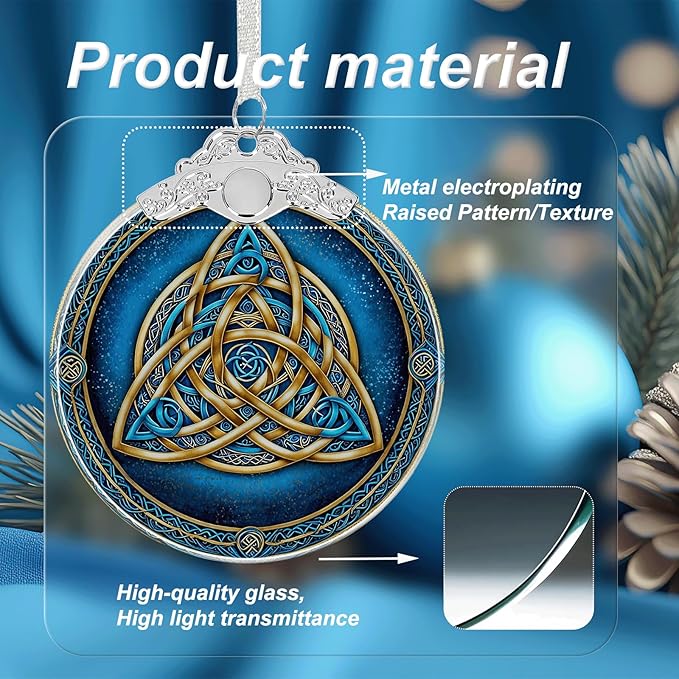Celtic Knot Stained Glass Ornament - Hanging Ornaments for Christmas Tree, Christmas Ornaments Xmas Decorations, Holiday Keepsake Present Exchange Ideas