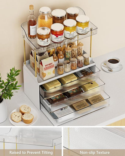 Bathroom Organizers and Storage, Makeup Organizer (Sturdy Durable Attractive), Ideal for Vanity, Countertop, Counter, Perfume, Skincare, Cabinet, Cosmetic, Dresser Organizer (White)