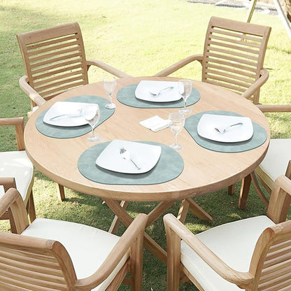 ADRIMER Placemats, Heat Resistant Oval Placemats Set of 8 Washable 12 x 17 Inch, Waterproof Table Mats, Wipeable Pu Place Mats for Kitchen, Dining Room, Light Blue