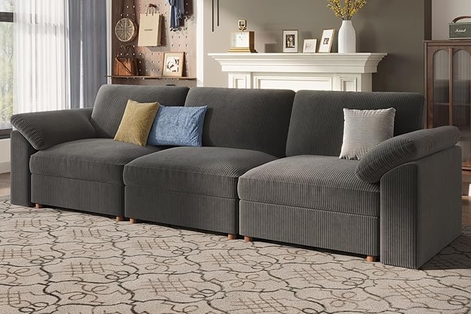 EASE MOOSE Sectional Modular Sofa, Comfty 3 Seat Cloud Couch, FSC Certified Modern Deep Seat Sectional for Living Room