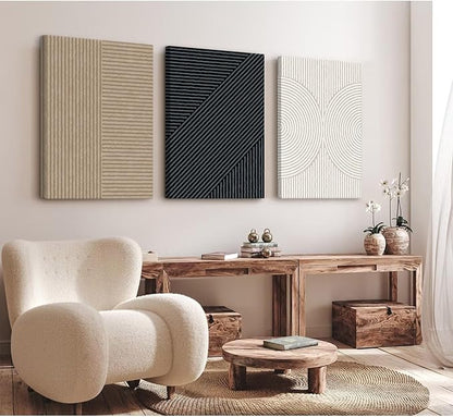 Modern Abstract Pictures Wall Art Boho Neutral Canvas Wall Art Minimalist Line Wall Decor Beige Black Brown Artwork Abstract Modern Painting Prints for Living Room Bedroom 16x24x3 Inch Wrapped Canvas