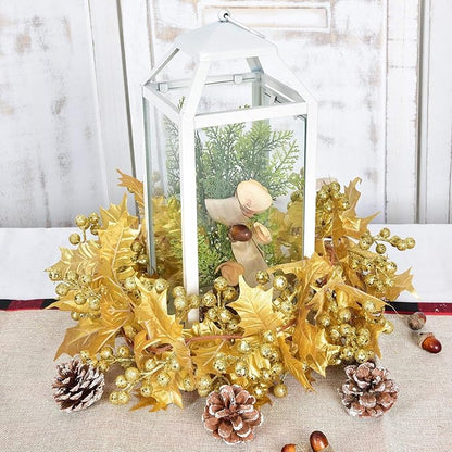 DearHouse 6FT Gold Berry Christmas Garland, Flexible Artificial Berry Garland for Indoor Outdoor Home Fireplace Decoration for Winter Christmas Holiday New Year Decor