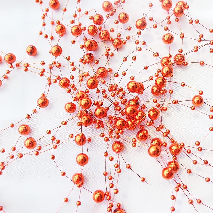Red Beads Garland for Christmas Tree,66 Feet Plastic Pearl Strands Chain Beaded Garlands for Holiday Décor and Crafts