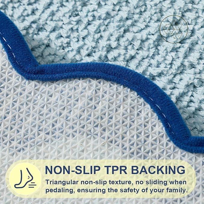 ORTIGIA Cute Blue Scalloped Bath Mat, Fun Plush Microfiber Scallop Bathroom Rugs Non Slip Washable Quick Dry Absorbent, Bathmat Bath Rug for Shower Stall Vanities Kitchen Floor Entrance, 20x32