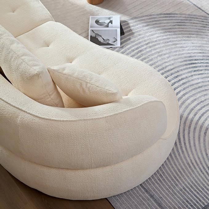 109" Modern Curved Sofa Sectional Couch, Luxury Comfy Boucle Upholstered Couches, Oversized 3 Seater Minimalist Deep Seat Modular Sofas for Living Room,Bedroom, Home Office, Apartment, White