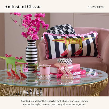 MACKENZIE-CHILDS Shot Glass, Cute Shot Glass for Drinking or Decor, 2 Ounces, Pink-and-White Rosy Check