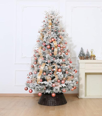 Christmas Ball Ornaments Rose Gold Christmas Tree Decorations with Hang Rope-36pcs Shatterproof Christmas Ornaments Set with 6 Styles in 3 Sizes(Small Medium Large)