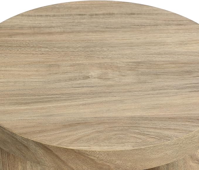 LuxenHome Round Side Table, 19" Tall End Table with 3 Pillar Legs, Modern Farmhouse Dark Oak Finish Wooden Side Tables, Accent Table for Living Room, Bedroom