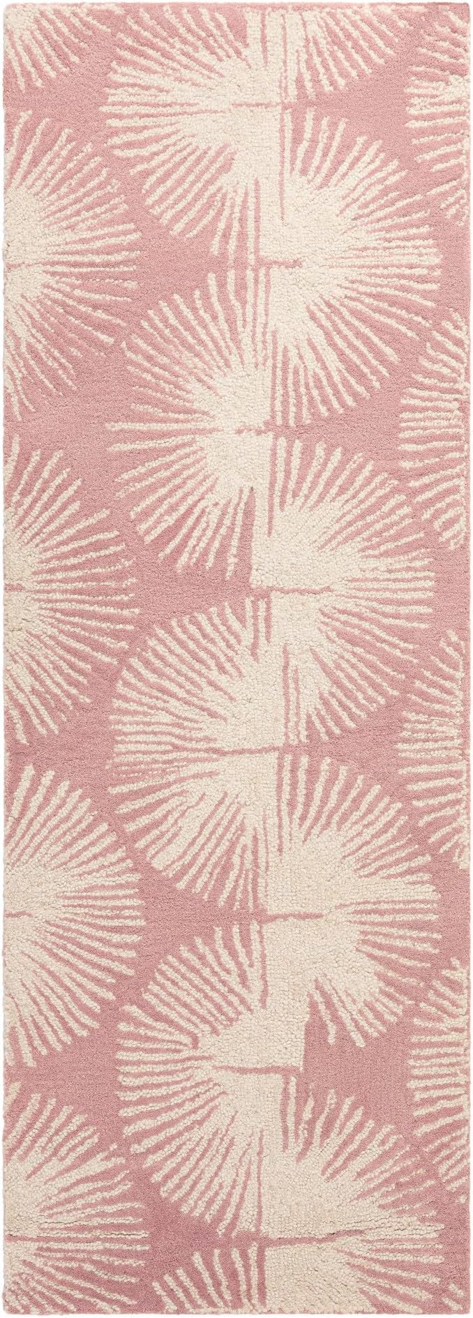 Nicole Miller New York Kendall Fluted Geo Handcrafted Runner Area Rug, 100% Wool Rug, Rose, 2'5"x7"