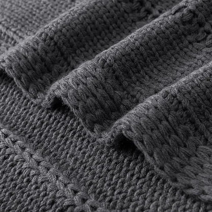RECYCO Cable Knit Dark Grey Throw Blanket, Super Soft Warm Cozy Decorative Knitted Throw Blanket 2.3LB 50"x60"