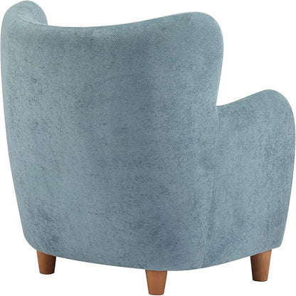 Christopher Knight Home Auden Wooden Low Profile Accent Chair, Velvet Upholstered Wingback Living Room Lounge Chair, Bedroom Comfy Reading Chair, Curved Backrest Single Sofa with Armrest, Dusty Blue