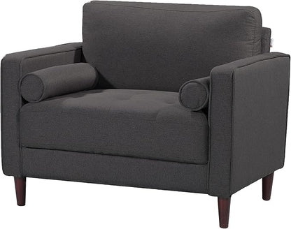 Studio Living® Lexington 39.4" Arm Chair, Mid-Century Modern, Pocket Coil Comfort, Easy Assembly, Woven Fabric, Heather Grey