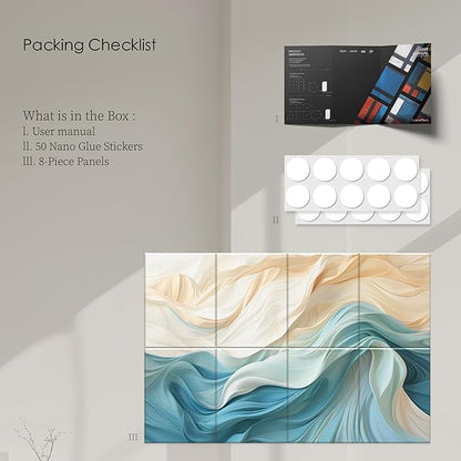 8-Pack Acoustical Wall Panels 48x32 Inches Art Acoustic Panels Decorative Sound Dampening Panels for Studios, Offices, Theaters, Adhesive Included