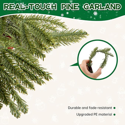 Bluesea 9FT Artificial Norfolk Pine Garland - Faux Christmas Garland, Fake Greenery Garland for Table, Mantle, Wall, Indoor, Outdoor Christmas Decorations (1 Pcs)