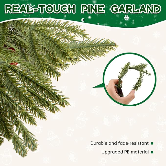 Bluesea 6FT Artificial Norfolk Pine Garland - Faux Christmas Garland, Fake Greenery Garland for Table, Mantle, Wall, Indoor, Outdoor Christmas Decorations (1 Pcs)