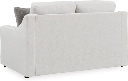 Signature Design by Ashley Maitelynn Contemporary Loveseat with Accent Pillows, Reversible Cushions and Sloped Arms, Light Gray