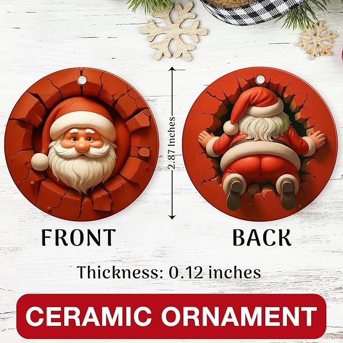 Santa Ornament - Unique Christmas Ornaments 2025, Funny Santa Ornaments for Christmas Tree, Santa Claus for The Tree Decoration, Perfect 2025 Ornament for Holiday Decoration