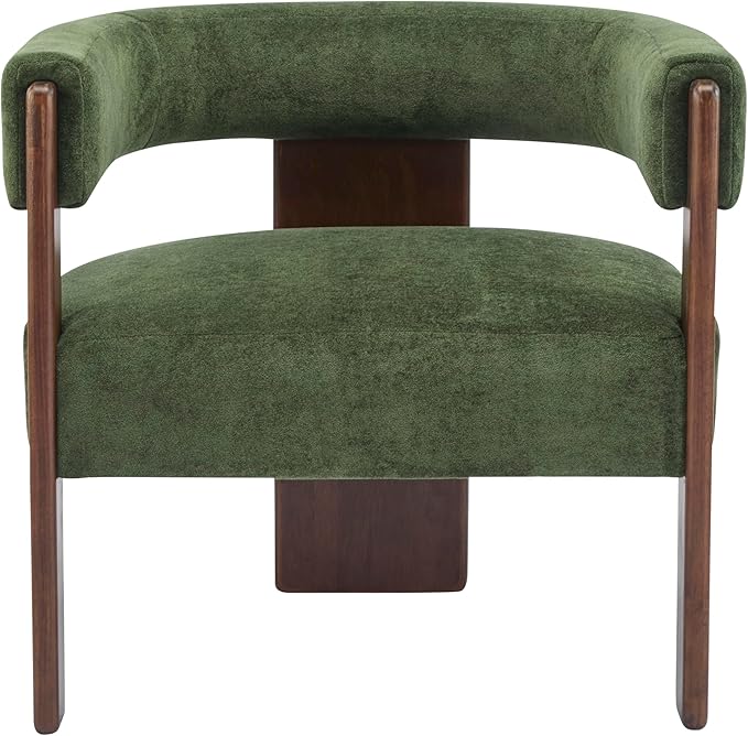 Christopher Knight Home Nettie Modern Accent Chair for Living Room, Velvet Fabric Single Lounge Sofa Chair with Wooden Frame, Comfy Reading Chair for Bedroom, Lounge Armchair with Cushion, Olive Green