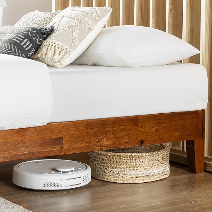 Mellow Naturalista Grand - 12 Inch Solid Wood Platform Bed with Wooden Slats - No Box Spring Needed - Queen (Cherry)