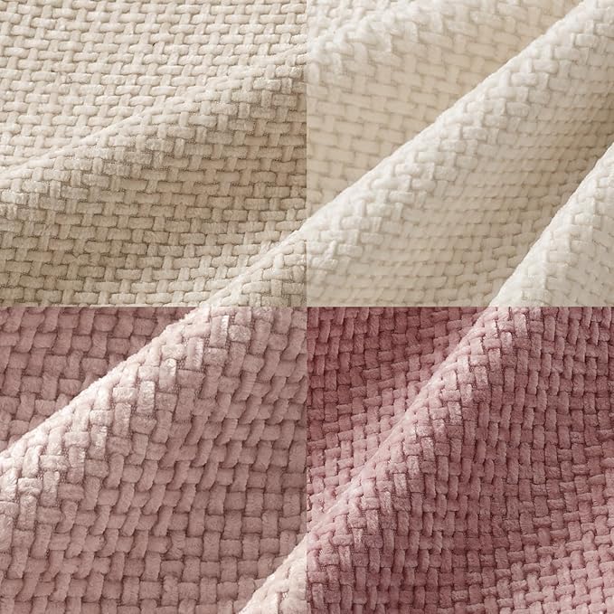 MIULEE Pack of 4 Throw Pillow Covers 18x18 Inch Neutral Pink Cute Decorative Chenille Pillow Covers Farmhouse Boho Accent Cushion Covers for Coquette Room Decor Spring Bedroom Living Room
