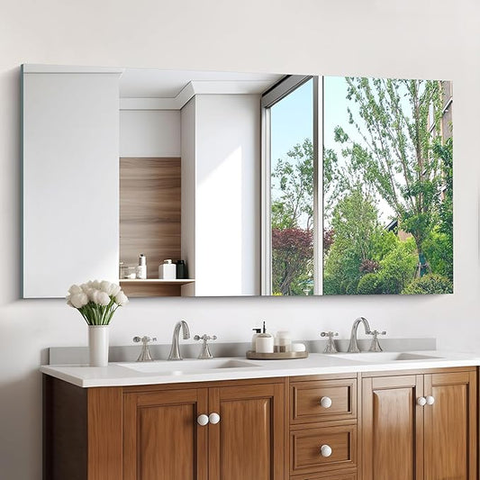 KOCUUY Large Frameless Mirror, 60x30 Inch Rectangle Bathroom Vanity Mirror for Over Sink, Upgraded Shatterproof Unframed Design for Bedroom, Living Room, Entryway