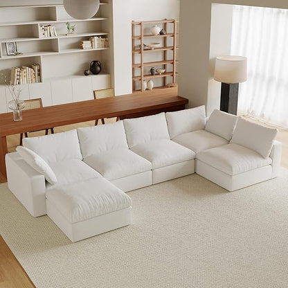 Acanva Oversized Modular Sectional Cloud Couch, Free Combination Minimalist Sofa with Shredded Latex Filled Cushion and Removable Slipcovers for Living Room, Apartments, Home Office, Corner Piece