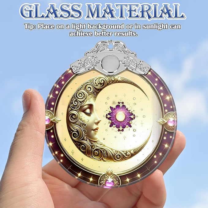 Sun and Moon Stained Glass Ornament, Xmas Ornaments, Sun and Moon Christmas Decor, Ornaments for Christmas Tree, Holiday Presents, Gift Exchange Ideas