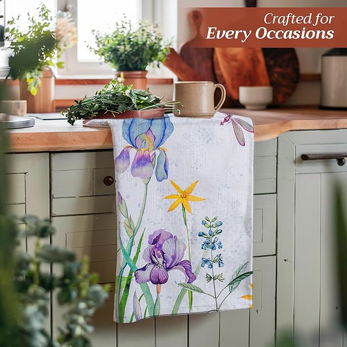 Maison d'Hermine Dish Towels 100% Cotton Absorbent Fleurs De Mai Set of 3 Spring Summer