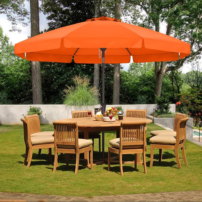 ABCCANOPY 9ft Scalloped Patio Umbrella, Outdoor Table Umbrella with Tilt and Crank, Fiberglass Ribs Deck Umbrella for Patio, Pool, Garden, Picnic (Tuscan)