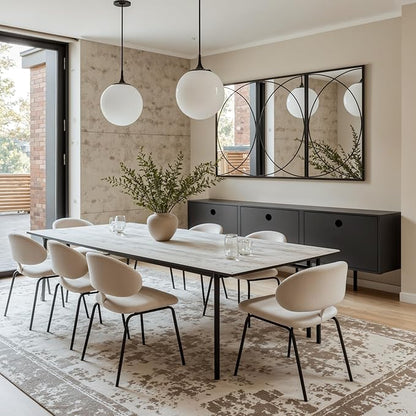 LuxenHome 3 Pieces Black Metal Rectangular Wall Mirror Set Large Vanity Mirror for Bedroom, Black Accent Metal Entryway Wall Mirror, Wall Mounted Mirror Living Room Wall Decor