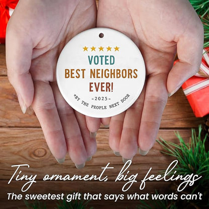 Christmas Best Neighbor Gifts for Women - Ceramic Christmas Ornaments 2025 - Friendship Gifts for Neighbors, Hello Neighbor Friends Ornament, Stocking Stuffers for The Neighborhood