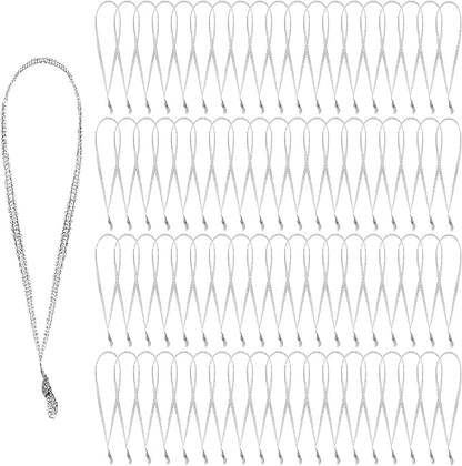 JUNEBRUSHS 300Pcs Christmas Ornament Hangers, Hand Tied String Ties Ornament Loops Thin Ribbon for Ornaments Christmas Tree Hanging Decorations (Silver)