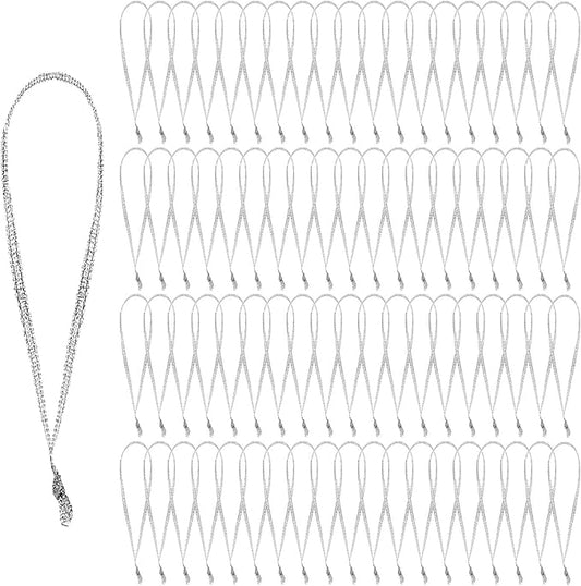 JUNEBRUSHS 300Pcs Christmas Ornament Hangers, Hand Tied String Ties Ornament Loops Thin Ribbon for Ornaments Christmas Tree Hanging Decorations (Silver)