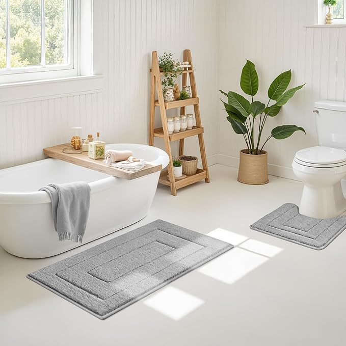 GRANNY SAYS Long Bathroom Rug Mat, Bath Mats Non-Slip, Super Soft and Water Absorbent, Large Bath Rugs, Machine Wash Dry, Bathroom for Floor, Tub and Shower, 24 x 43