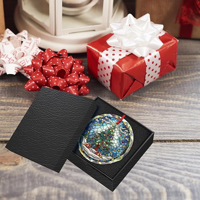 2025 Christmas Tree Glass Ornament - Round Glass Hanging Ornament for Xmas Display - Winter Season Home Accent - Unique Christmas Decoration Gift Idea