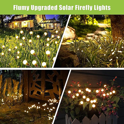 Flumy Solar Garden Lights Outdoor - 4 Pack 32 LED Firefly Lights Waterproof, Garden Decorations for Yard Patio Pathway Lawn Outside, Unique Gifts for Grandma Women, Solar Decor Warm White