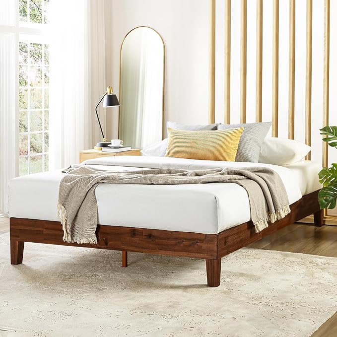 Mellow Naturalista Grand - 12 Inch Solid Wood Platform Bed with Wooden Slats - No Box Spring Needed - Queen (Espresso)