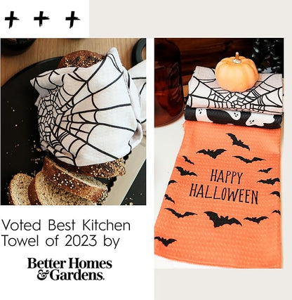 GEOMETRY Halloween Kitchen Towels Quick Dry Microfiber Dish Towels Premium Waffle Happy Halloween 18x30