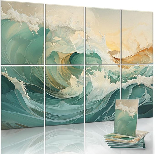 8 Pack Art Acoustic Panels 48x32 Inches Acoustical Wall Panels Decorative Sound Dampening Panels for Studios, Offices, Theaters, Adhesive Included