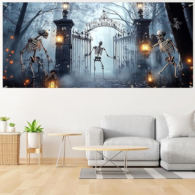 6 x 13 ft Halloween Garage Door Decorations Halloween decorations Witch Door Cover, Hanging Banner, Cauldron Backdrop Mural for Home, Outdoor, Indoor, Spooky Party, Wall, Window (Gates)
