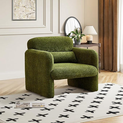 33.86" Accent Chairs, Modern Upgrade Sherpa Fabric Arm Chair Comfy Upholstered Armchair Leisure Single Sofa Chair with a Waist Pillow for Bedroom, Office and Living Room