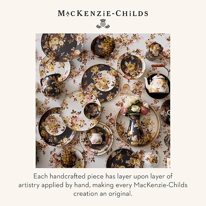 MACKENZIE-CHILDS Enamel Utensil Holder, Stylish Kitchen Countertop, Wild Rose Brown